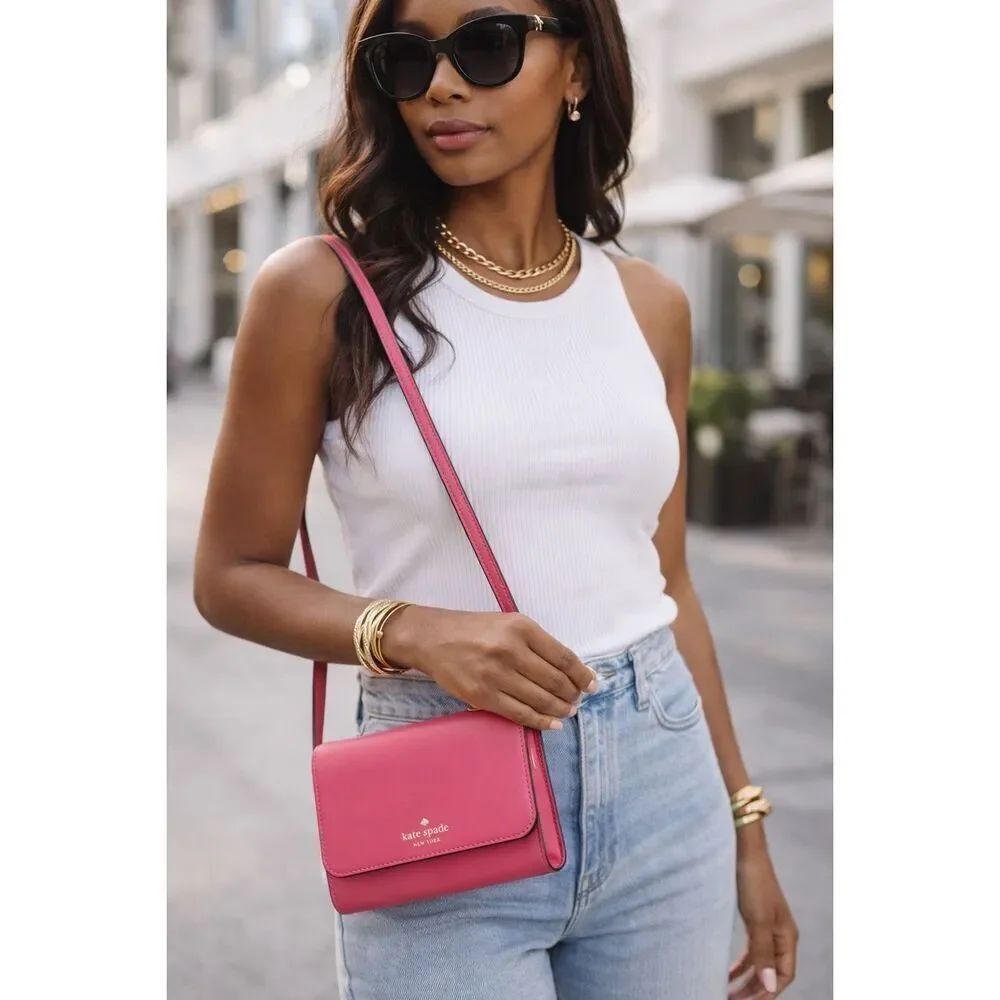 Kate Spade New York Snap With String Pink Leather Crossbody Bag NWT WLRU5769